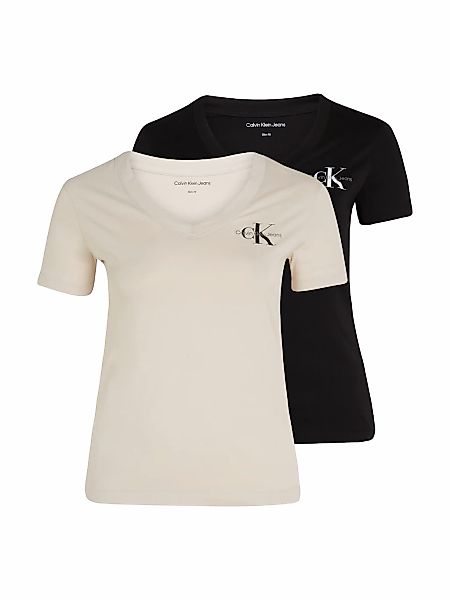 Calvin Klein Jeans Plus T-Shirt "PLUS 2-PACK MONOLOGO V-NECK TEE", (Packung günstig online kaufen
