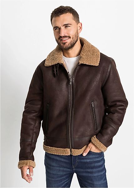bonprix Lederimitatjacke "Lederimitat-Jacke mit Teddyfutter" ohne Kapuze Le günstig online kaufen