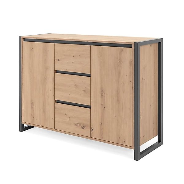 Furn.Design Kommode Eiche Artisan und Grau 120 cm Viel Stauraum Industrial günstig online kaufen