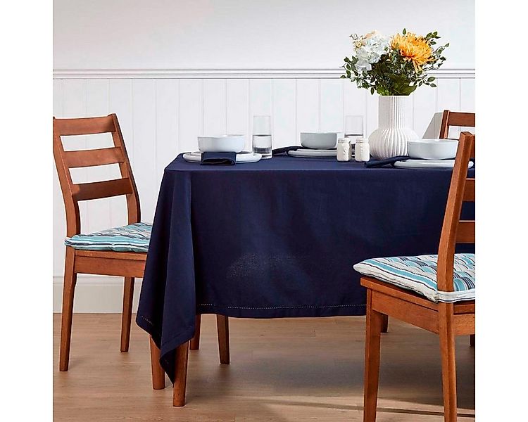 Homescapes Tischdecke Tischdecke dunkelblau – 137 x 137 cm, 100% Baumwolle günstig online kaufen