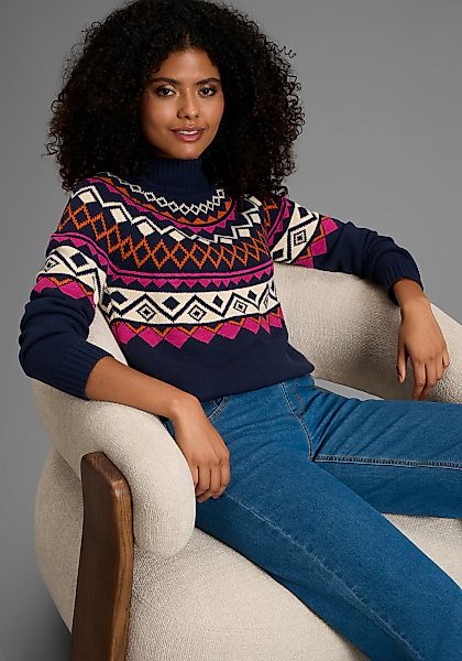 KangaROOS Norwegerpullover mit schönem Muster und hohem Rippkragen günstig online kaufen