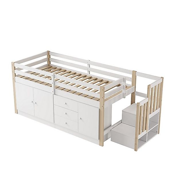 Gotagee Kinderbett Kinderhochbett 90x200cm mit Treppe Einzelbett Holzbett G günstig online kaufen