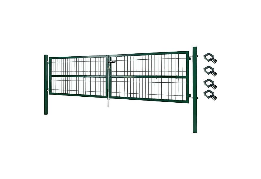 V2Aox Gartentor Gartentor Gartentür Zauntür Zauntor Grau/Grün 300cm Doppelf günstig online kaufen