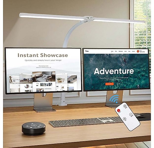 MUPOO LED Schreibtischlampe Doppelkopf Schreibtischlampe klemmbar,Schwanenh günstig online kaufen
