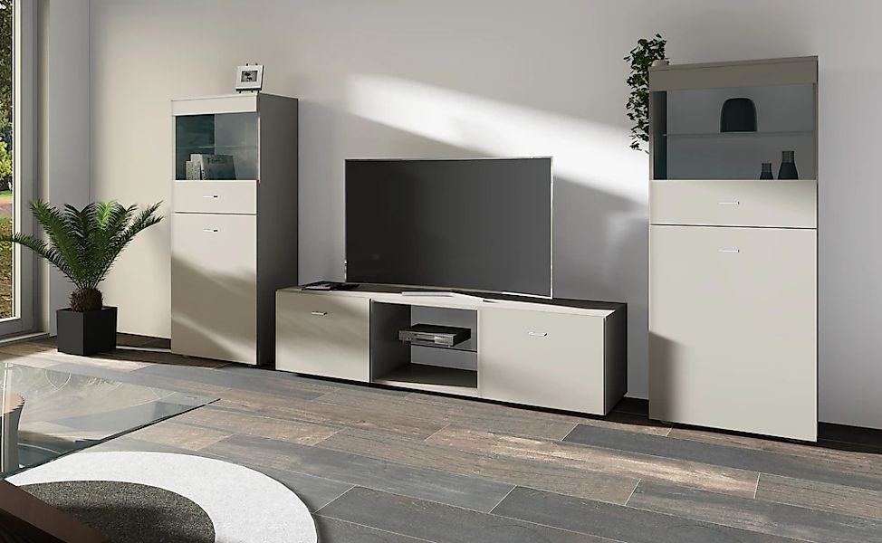 borchardt Möbel Wohnwand "Scala, Mediawand 3-teilig mit 2 Vitrinen und Lowb günstig online kaufen