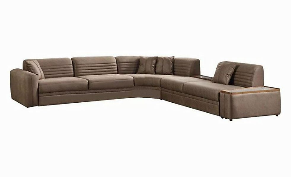 JVmoebel Ecksofa Couch Ecksofa Sofa Kunstleder Braun Polstersofa Wohnzimmer günstig online kaufen