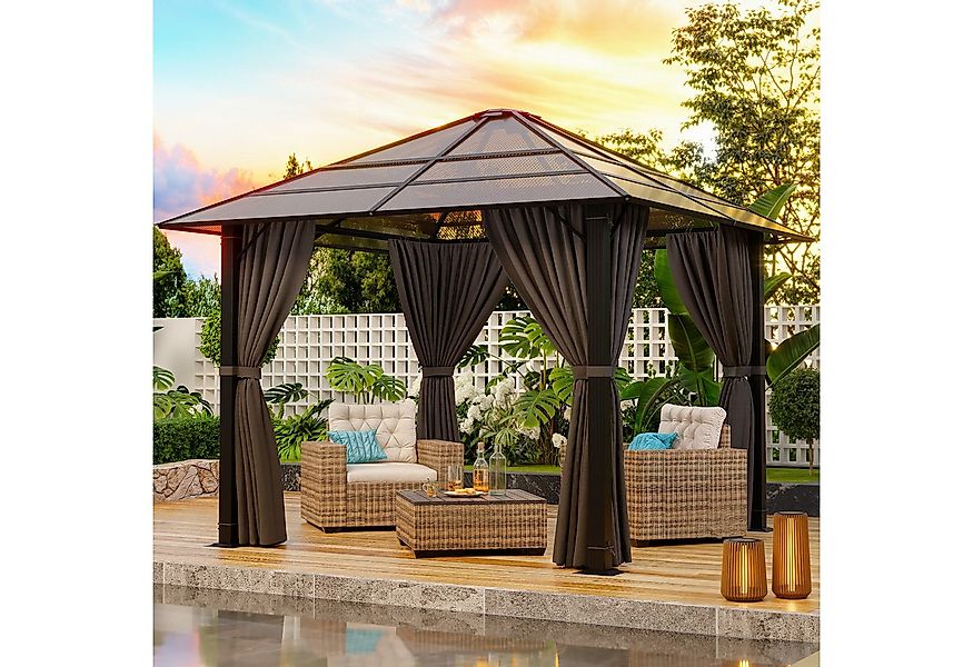 HOMALL Pavillon 3x3/3x4m Gartenpavillon Verdickter Aluminium-Pavillon, UV-S günstig online kaufen