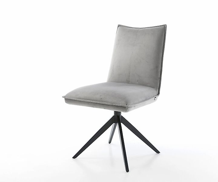 Drehstuhl Lelio-Flex Samt Grau Kreuzgestell breit Schwarz 360° drehbar Wipp günstig online kaufen