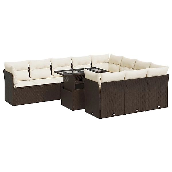 vidaXL 11-Tlg Garten-Sofagarnitur mit Kissen Braun Poly Rattan 3326234 günstig online kaufen