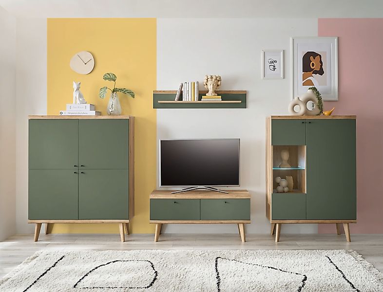 INOSIGN Wohnwand "MAVAS" Set, 4 Stk. tlg. in moderner Trendfarbe, Griffe au günstig online kaufen