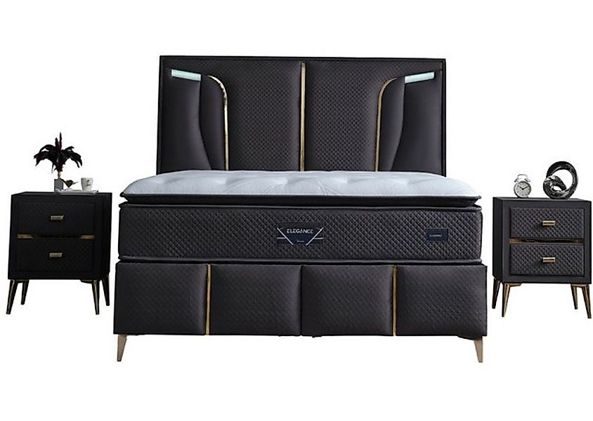 Villa Möbel Polsterbett Elegance (Bett, 2-tlg., mit gestepptem Kopfteil in günstig online kaufen