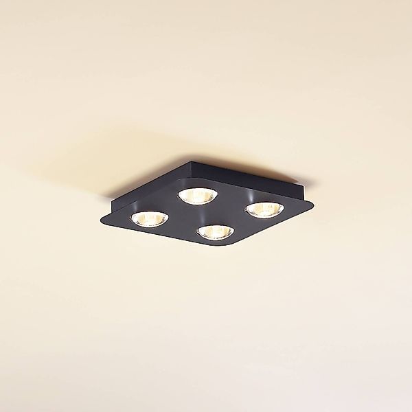 Lindby Deckenleuchte Jyla, schwarz matt, 25 x 25 cm, 4-flg. günstig online kaufen