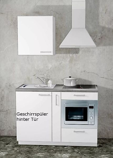 Miniküche MANKAMINI 129 (Höhe XXL) Weiß, 135 cm mit Mikrowelle/Kochfeld/Ges günstig online kaufen
