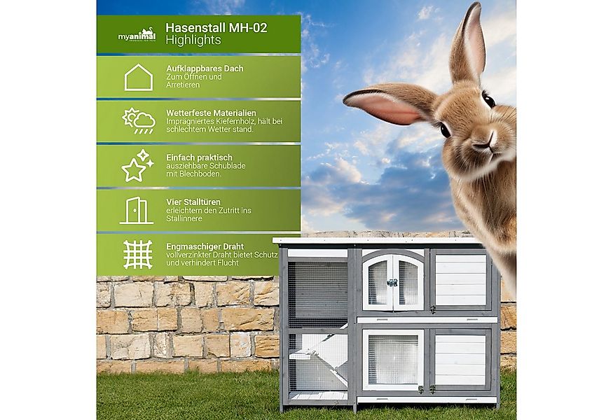 My Animal Kleintierstall XXL Hasenstall MH-02, 2 Etagen, Wetterbeständig, D günstig online kaufen