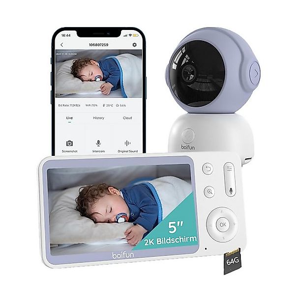 Boifun Babyphone Babyphone 720P mit Kamera 5 Zoll Baby Monitor, mit Kamera günstig online kaufen