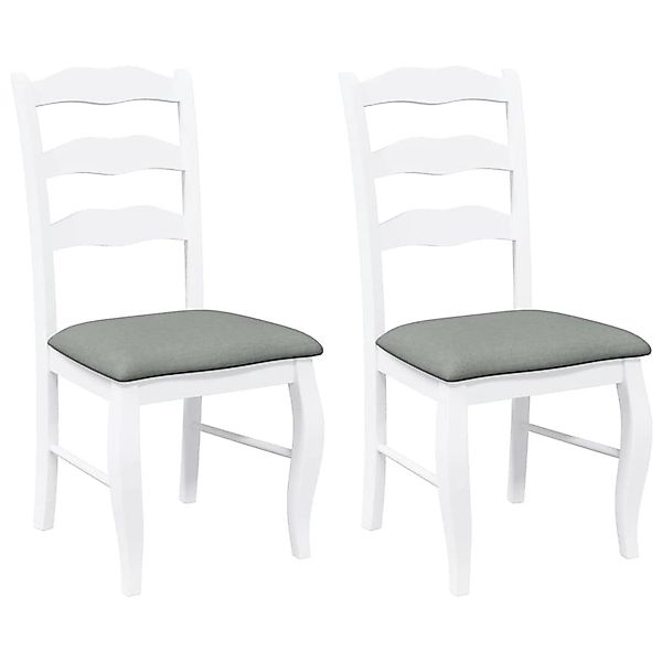 vidaXL Esszimmerstühle mit Kissen 2 Stk Weiß Massivholz Gummibaum 4102495 günstig online kaufen