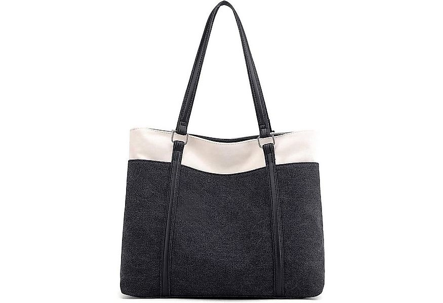 LuxusKollektion Handtasche Damen Canvas Schultertasche Shopper Groß Schwarz günstig online kaufen