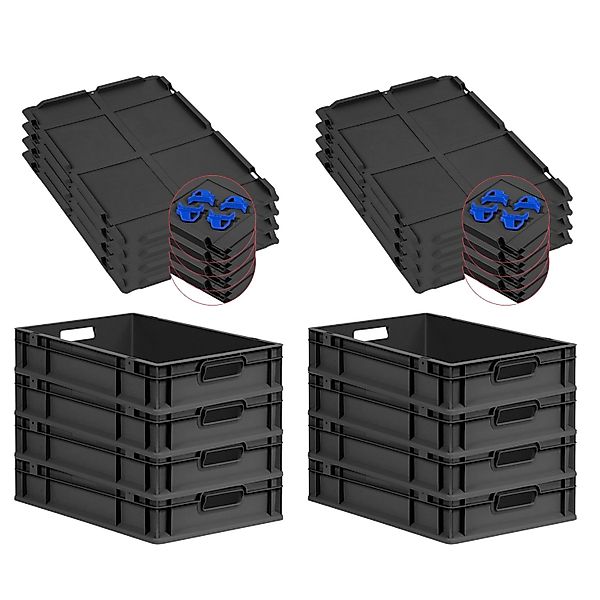 PROREGAL SuperSparSet 8x Eurobox Nextgen Grip Mit Auflagedeckel Und Blauen günstig online kaufen