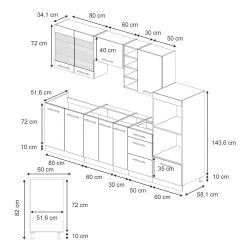 Vicco Küchenzeile Fame-Line, Dunkelgrau/Anthrazit, 280 cm, günstig online kaufen
