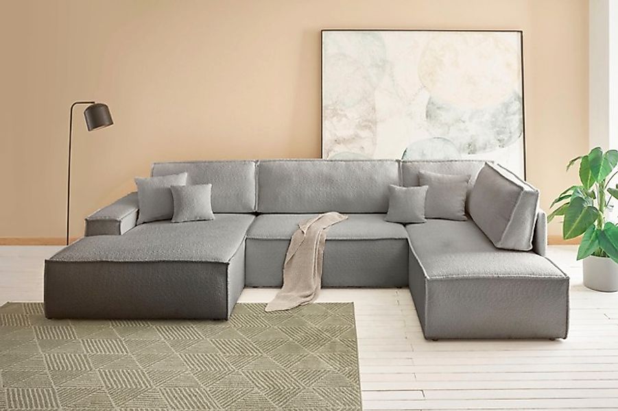 OTTO home Wohnlandschaft »FINNLEY, U-Form XXL 329 cm, Schlafsofa, Schlaffun günstig online kaufen