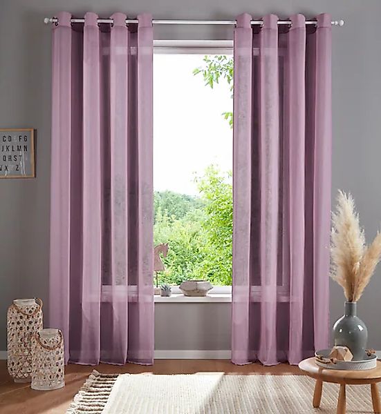 Home affaire Gardine »Mara« Ösen 1 Stk. tlg. transparent, Leinen Optik, mon günstig online kaufen