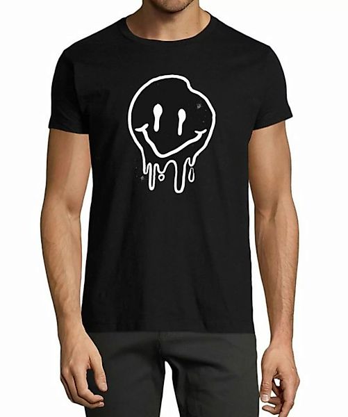 MyDesign24 T-Shirt Herren Smiley Print Shirt - Zerlaufender Smiley Baumwoll günstig online kaufen
