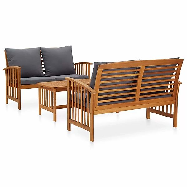 3-tlg. Garten-lounge-set Mit Auflagen Massivholz Akazie günstig online kaufen