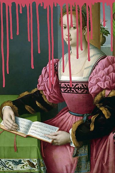 queence Acrylglasbild »Frau mit Buch mit Farbklecks« Bilder von Frauen   Fo günstig online kaufen