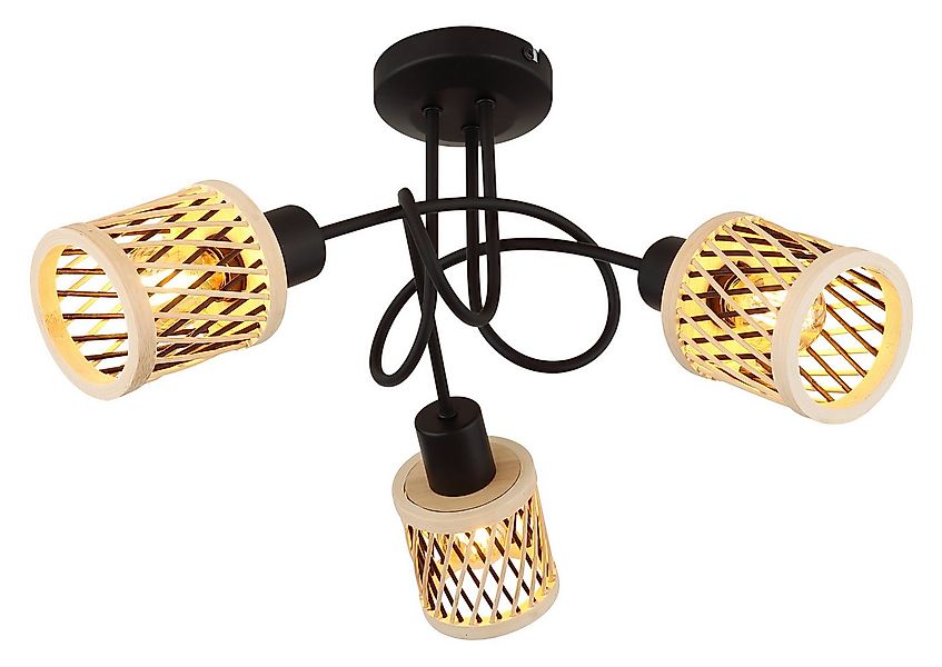 NOWA LED Deckenleuchte MALI, ohne Leuchtmittel, Deckenlampe schwarz Bambus günstig online kaufen