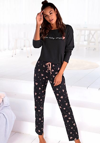 Vivance Dreams Pyjama, (2 tlg.), mit Herzmuster günstig online kaufen