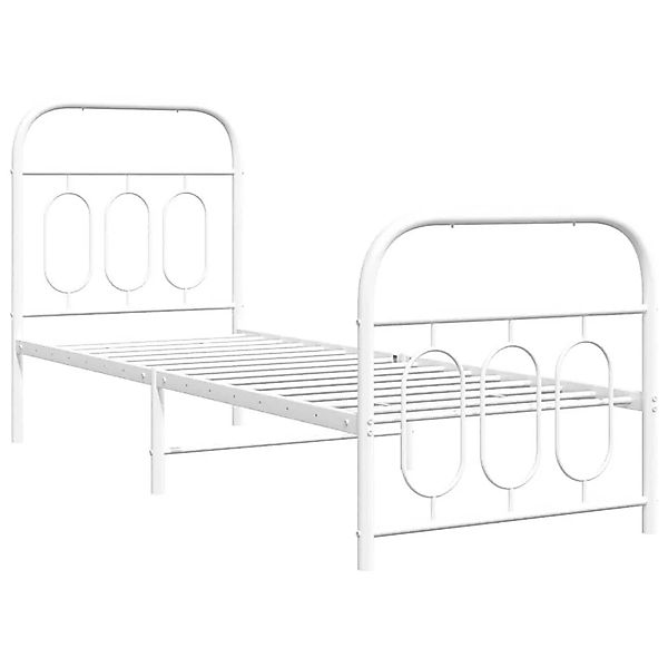 vidaXL Bettgestell mit Kopfteil und Fußteil Metall Weiß 75x190 cm 377174 günstig online kaufen