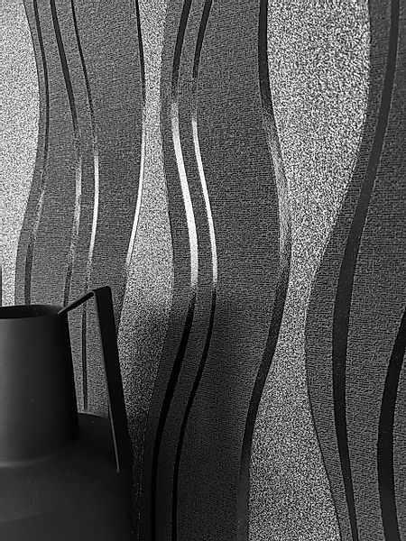 Newroom Vliestapete, Schwarz Tapete Modern Streifen günstig online kaufen