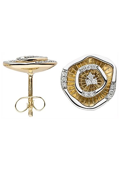 JOBO Paar Ohrstecker "Ohrringe mit 28 Diamanten", 585 Gold bicolor günstig online kaufen