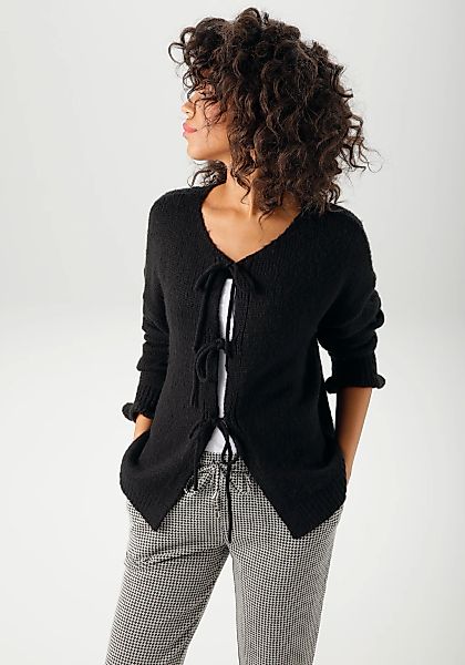 Aniston CASUAL Strickjacke mit trendigen Bindebändern zu schließen günstig online kaufen