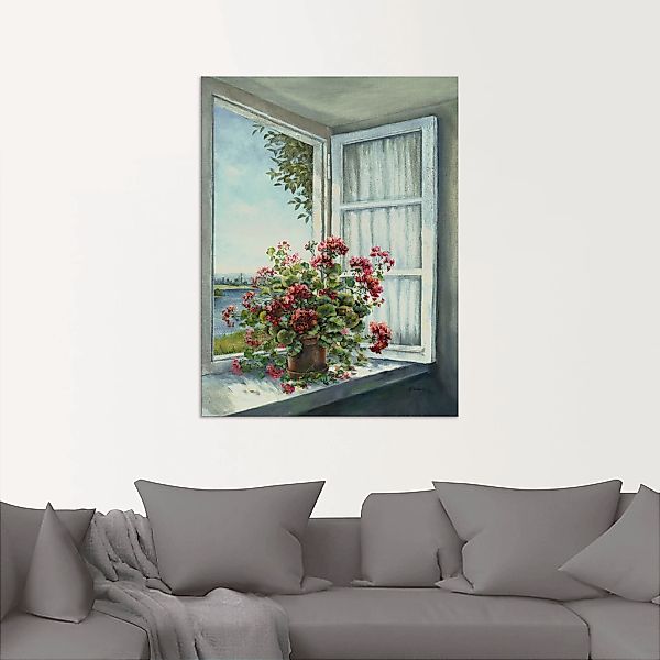 Artland Wandbild "Geranien am Fenster", Blumen, (1 St.), als Alubild, Outdo günstig online kaufen