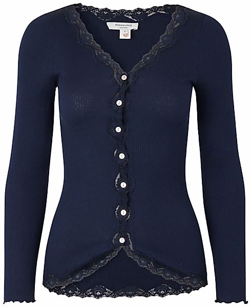rosemunde Strickjacke "Babette Silk Cardigan" Vintage-Spitzenbesatz, Perlmu günstig online kaufen