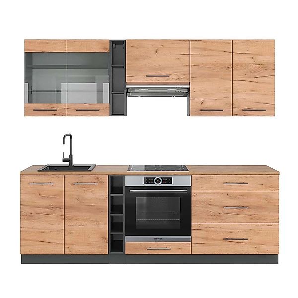 Vicco Fame-Line Küchenzeile Goldkraft Eiche/Anthrazit 235 cm AP Eiche ohne günstig online kaufen