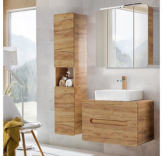 Lomadox Badmöbel-Set LUTON-56-CRAFT, (Spar-Set, 3-St), Wotan Eiche Nb. 130/ günstig online kaufen