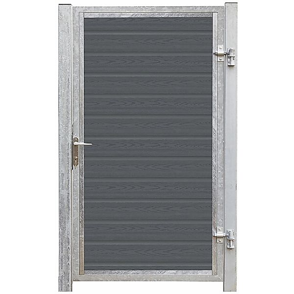Einzeltor Artura WPC Schiefergrau Pfosten Silber DIN R 115 cm x 175 cm günstig online kaufen
