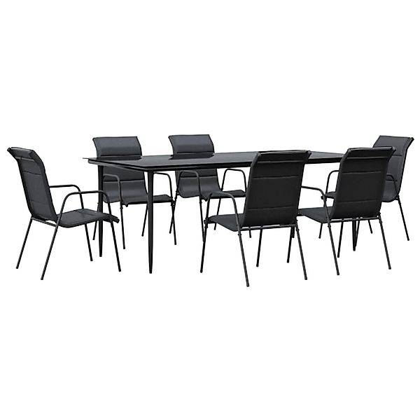 vidaXL 7-Tlg Garten-Essgruppe Schwarz Stahl und Textilene 3200708 günstig online kaufen