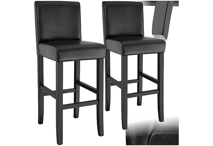 tectake Barhocker Barstuhl aus Kunstleder, gepolstert mit Rückenlehne, Stuh günstig online kaufen