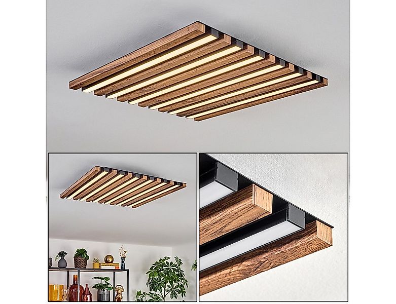 hofstein Deckenleuchte Deckenpanel aus Metall/MDF/Kunststoff in Schwarz/Hol günstig online kaufen