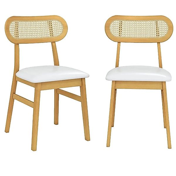 Costway 2er Set Esszimmerstühle mit Bezug Aus Kunstleder Weiß günstig online kaufen