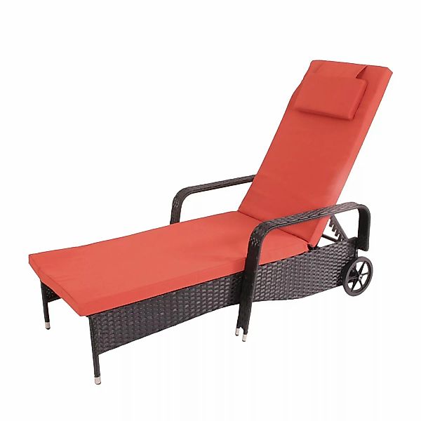 MCW Poly-Rattan Sonnenliege Cesena anthrazit Kissen Terracotta günstig online kaufen