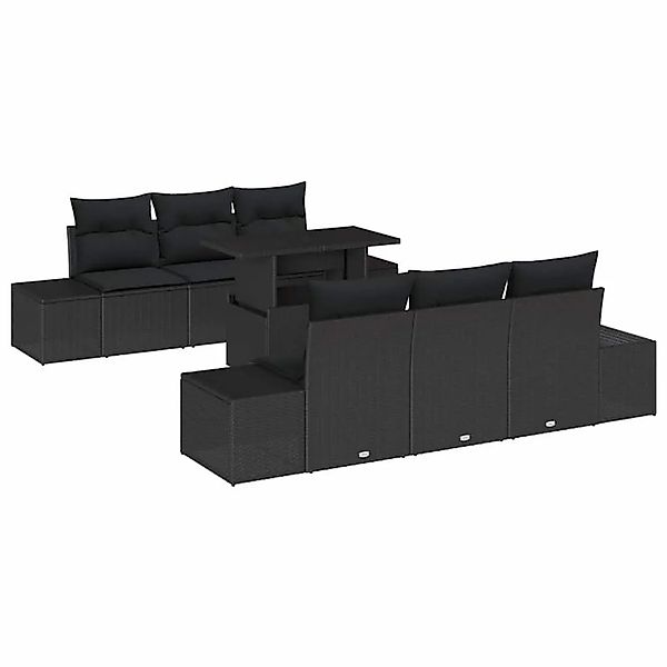 vidaXL Sofa Set mit Kissen 7-Tlg Schwarz Poly-Rattan 3349109 günstig online kaufen