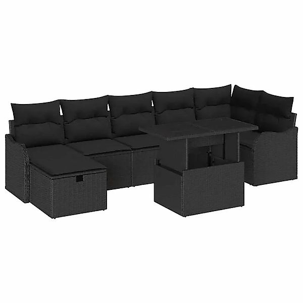 vidaXL Garten-Sofa-Set mit Kissen 8-Tlg Schwarz Poly Rattan 3359730 günstig online kaufen