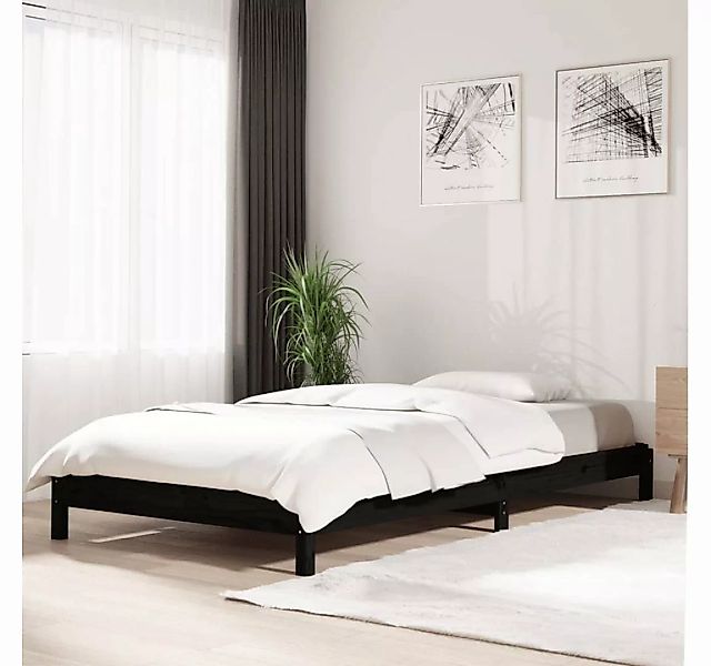 furnicato Bett Stapelbett Schwarz 90x190 cm Massivholz Kiefer günstig online kaufen