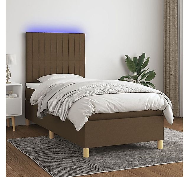 vidaXL Boxspringbett Boxspringbett mit Matratze LED Taupe 100x200 cm Stoff günstig online kaufen