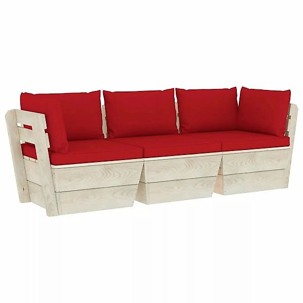 Garten-palettensofa 3-sitzer Mit Kissen Fichtenholz günstig online kaufen