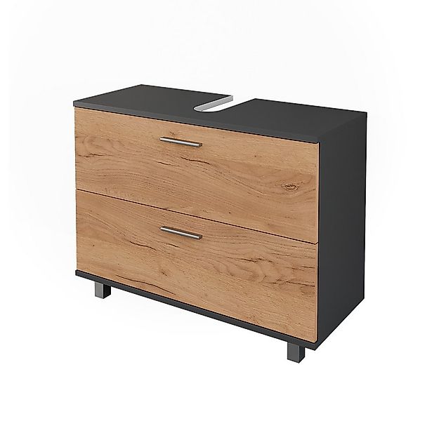 Vicco Waschbeckenunterschrank Ilias, Anthrazit/Goldkraft Eiche, 80.2 x 60.8 günstig online kaufen